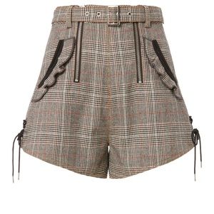 Self-Portrait Plaid Print Mini Shorts